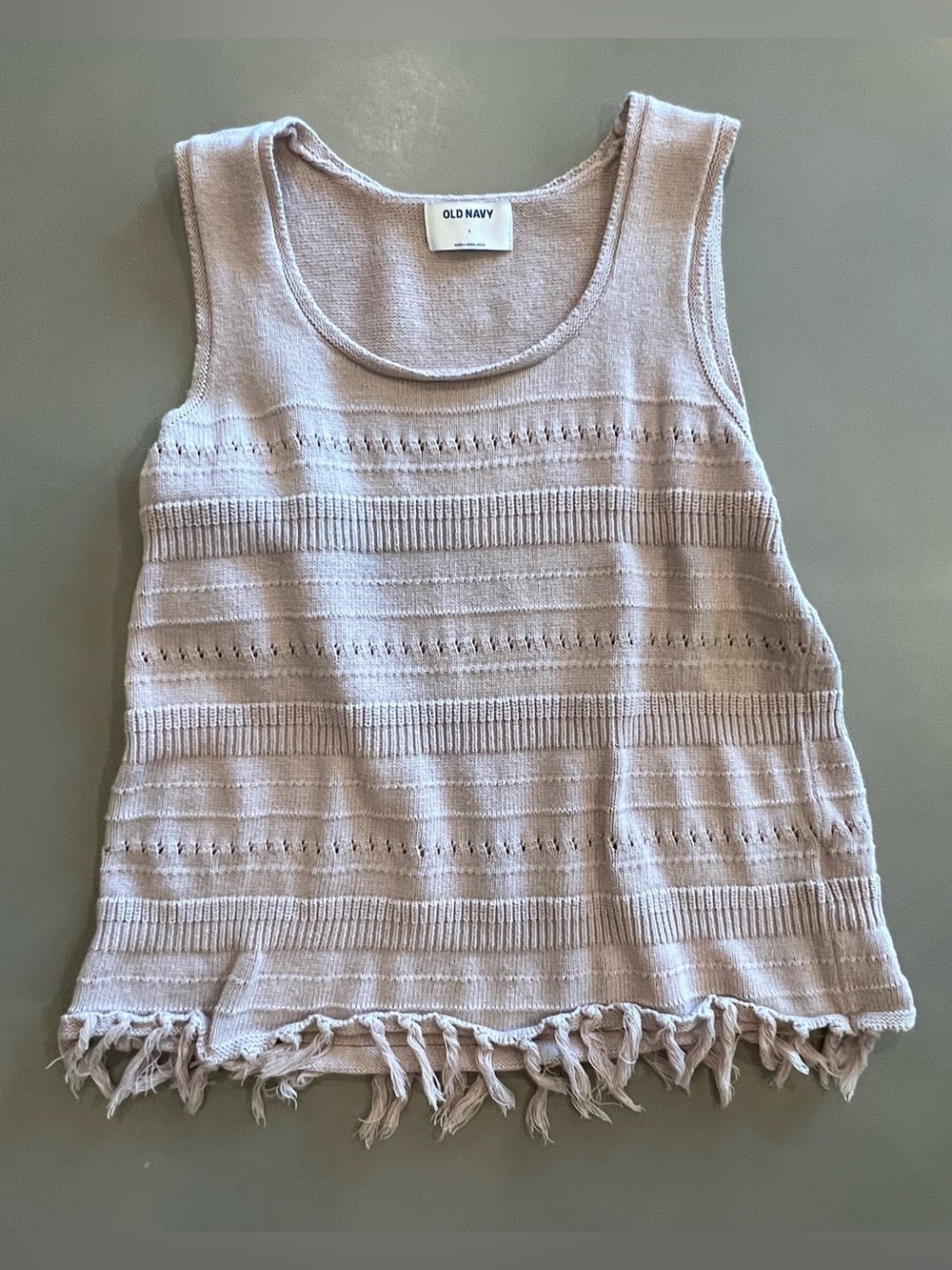 Old Navy Blush Pink Knit Fringe Tank Top